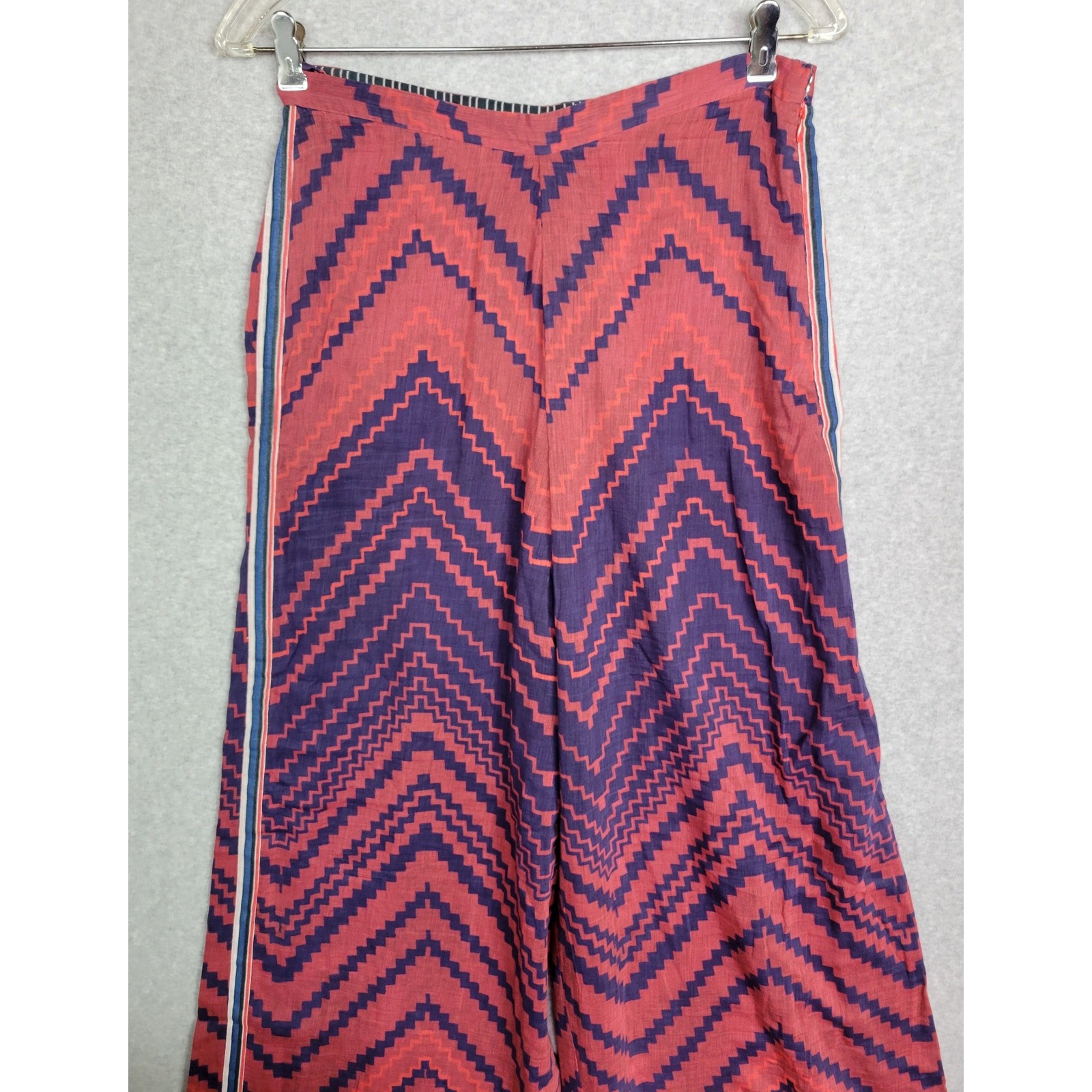 Saaksha & Kinni Red Purple Chevron Wide Leg Pants Side Stripe Size L Nwt — image 2 of 8
